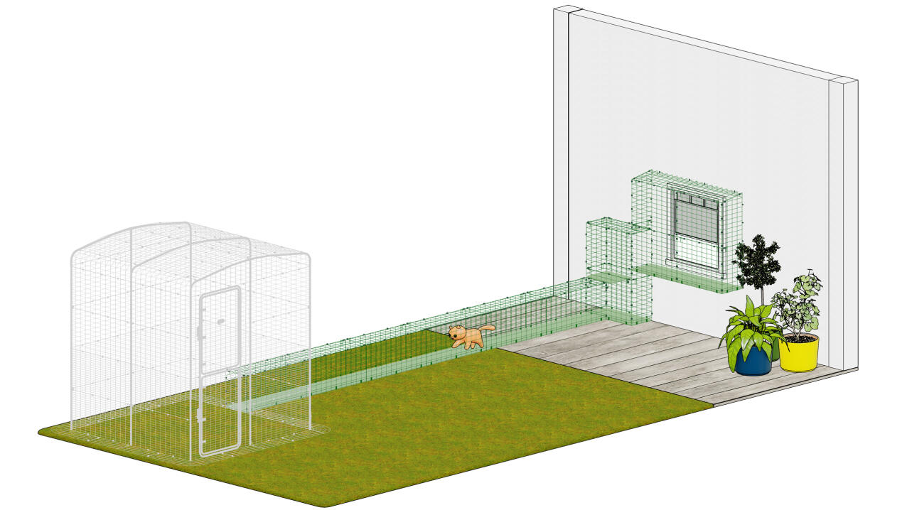 Catio buitenverblijf tunnel loopbrug aanpasbare set up