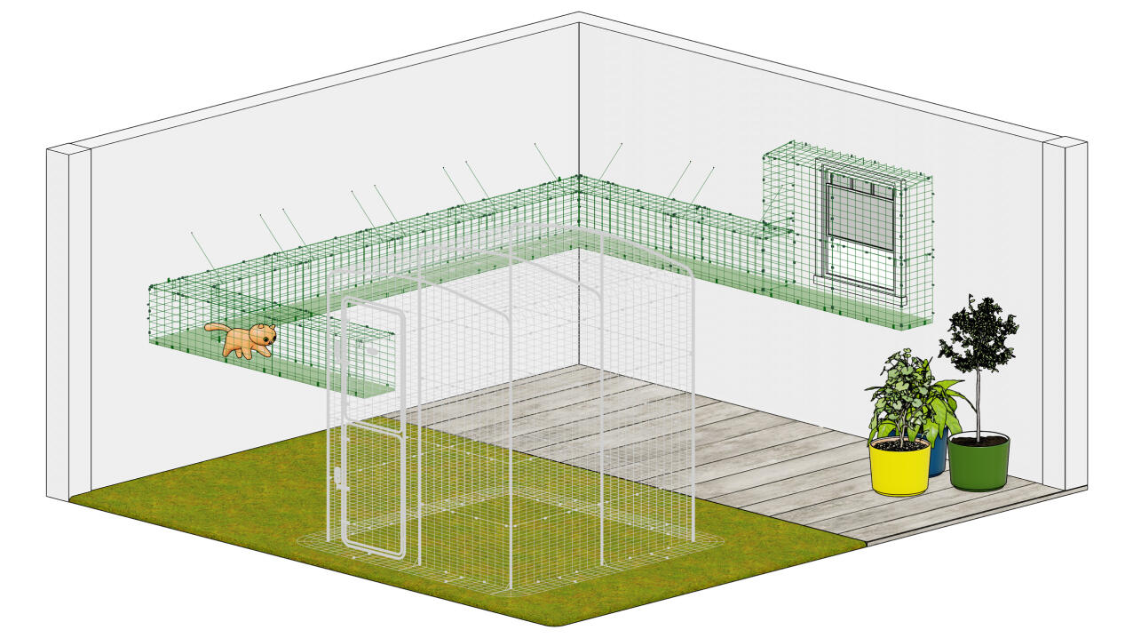 Catio buitenverblijf tunnel loopbrug aanpasbare set up