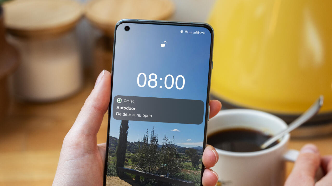 Melding van Omlet smart app op mobiele telefoon