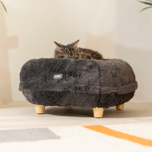 pakket Omdat kiespijn Maya® Donut kattenmand met ronde houten pootjes | Omlet