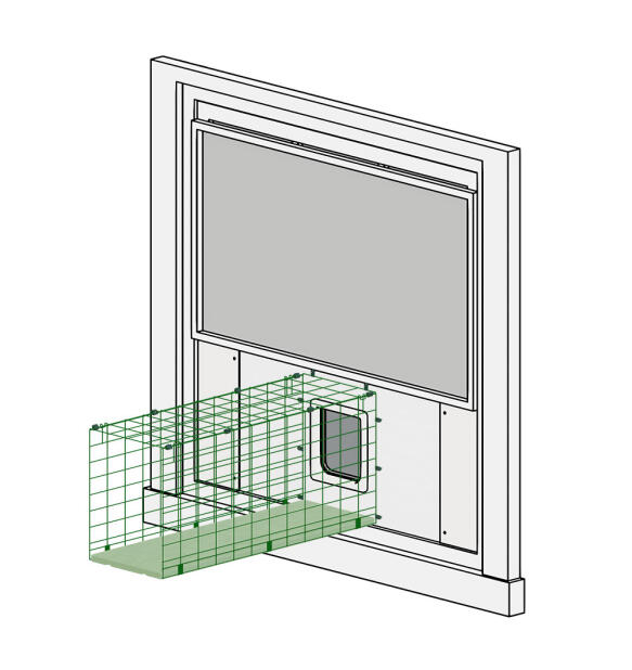 Catio buitenverblijf tunnel venster plank